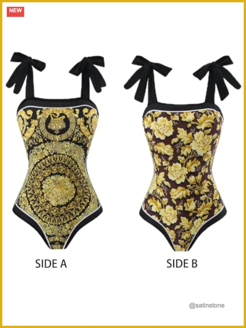 One Piece Swimsuit with Wrap Skirt Cover Up Retro Floral Print Bikini Set